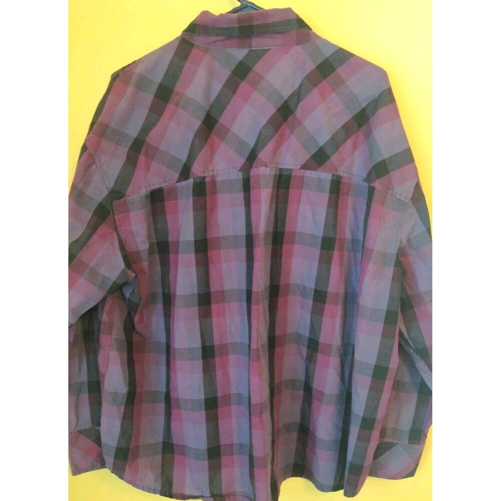 Bruno New York Womens 3X Western Shirt Purple Plaid Long Sleeve Pearl Button EUC - Picture 7 of 8